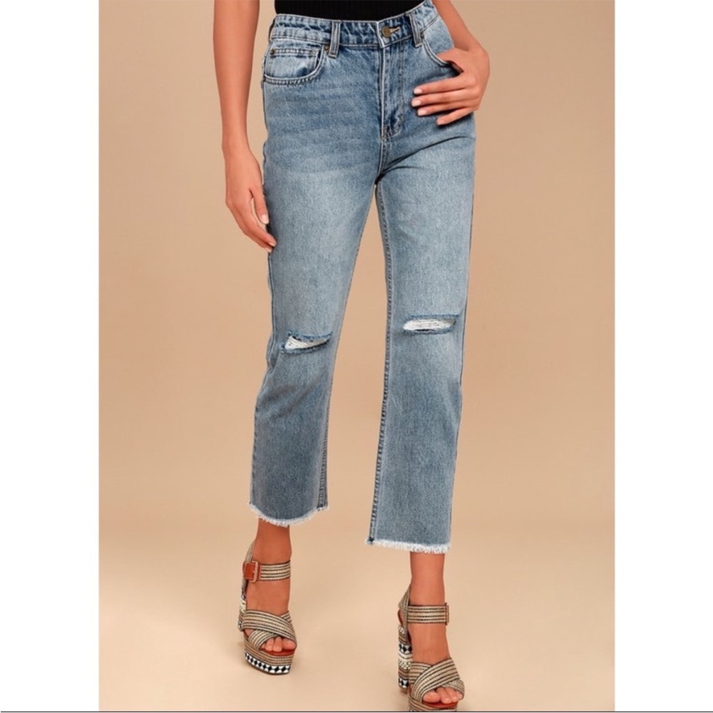 Amuse Society Jennings High Rise Jeans Size 28 Ankle Raw Hem Coastal Festival